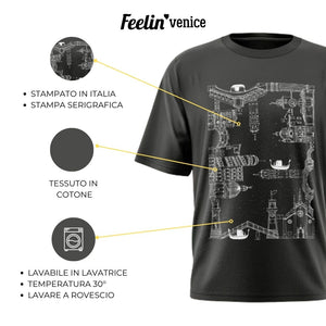 Art T-Shirt "Collage city-Venice" Dark Grey